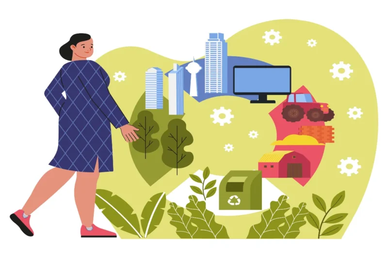 beneficios del PARQUE ECOLÓGICO_PERH-mujer observando un parque y elementos o beneficios que se obtendran con el